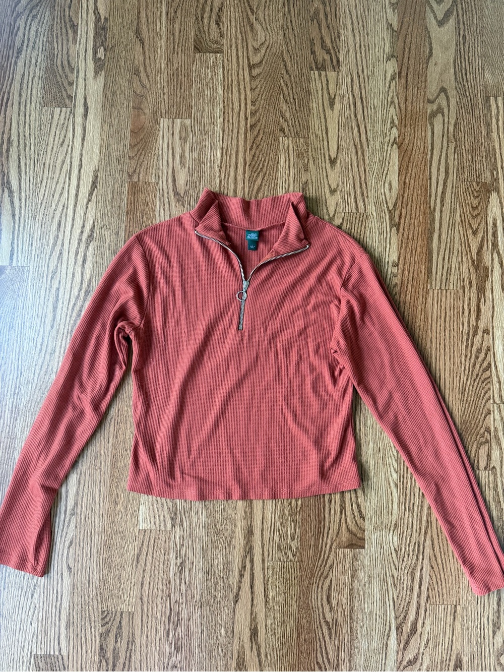 wild fable Rust Ribbed Half-Zip Long Sleeve Top